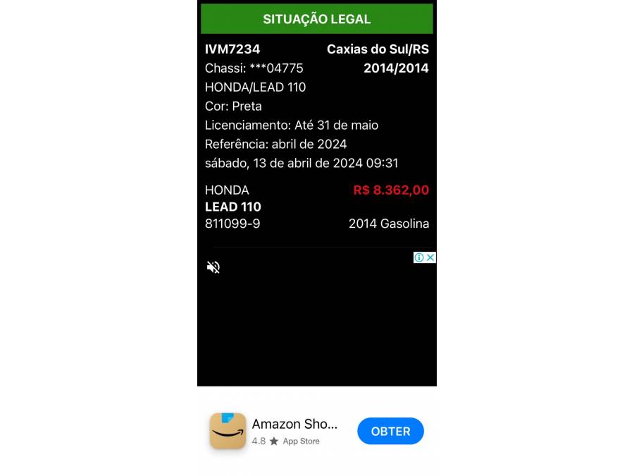 HONDA - LEAD 110 - 2014/2014 - Preta - R$ 8.400,00